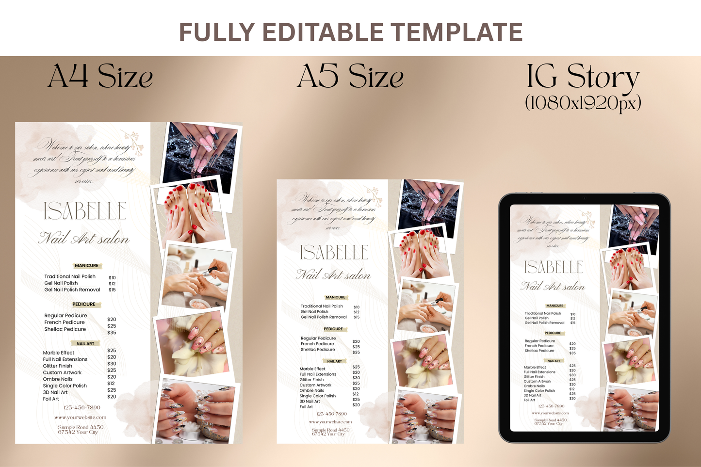 Price List for Nail Salons - "Isabelle"