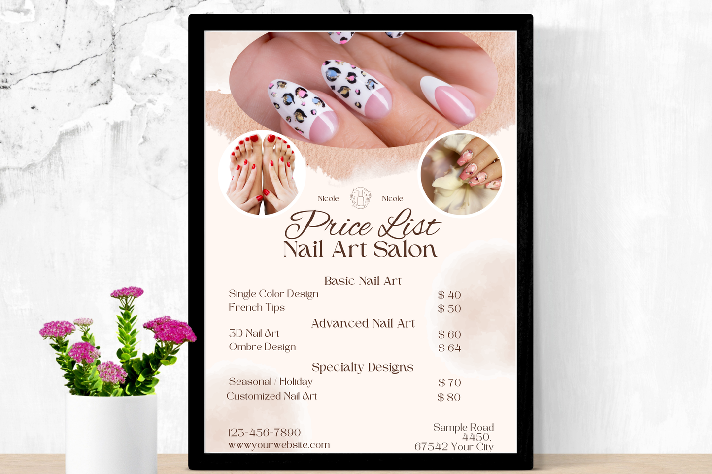 Price List For Nail Salons - "Nicole"