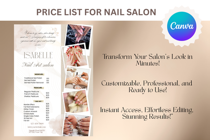 Price List for Nail Salons - "Isabelle"