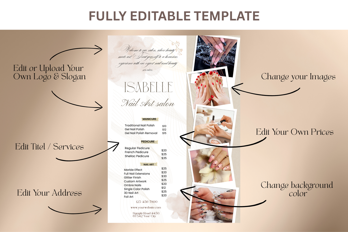 Price List for Nail Salons - "Isabelle"