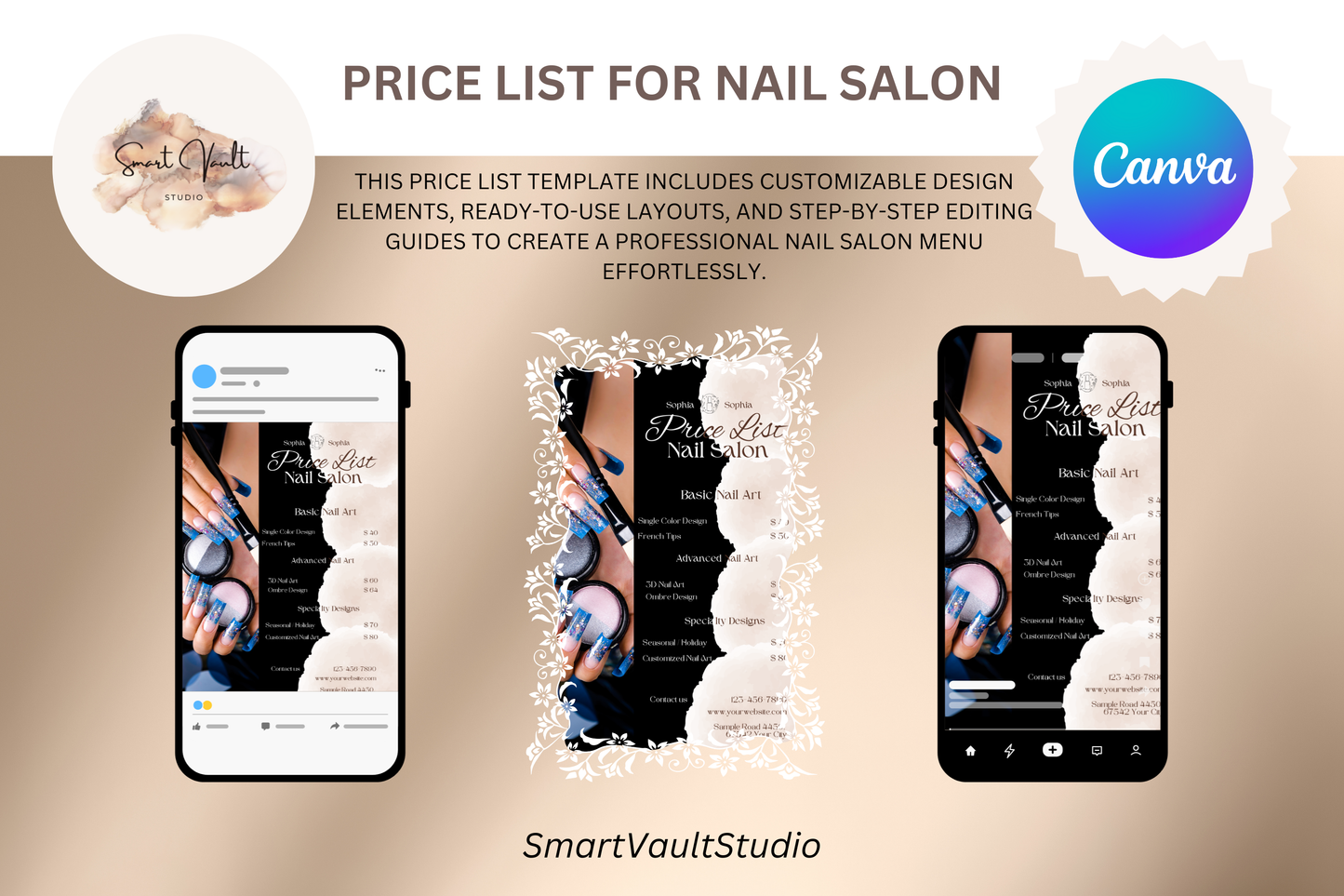 Price List For Nail Salons - "Sophia"