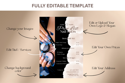 Price List For Nail Salons - "Sophia"