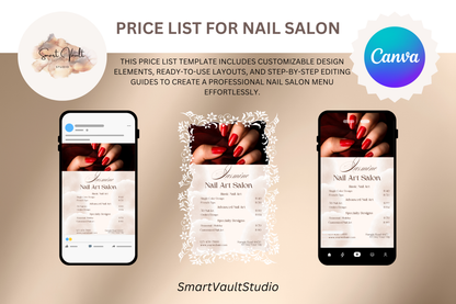 Price List For Nail Salon - "Jasmine"