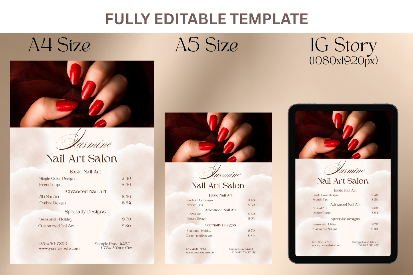 Price List For Nail Salon - "Jasmine"