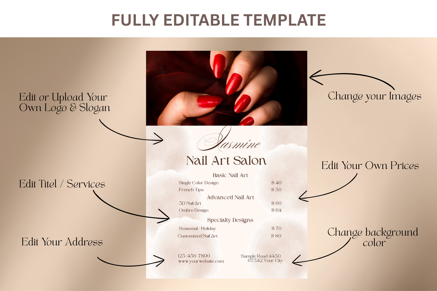 Price List For Nail Salon - "Jasmine"