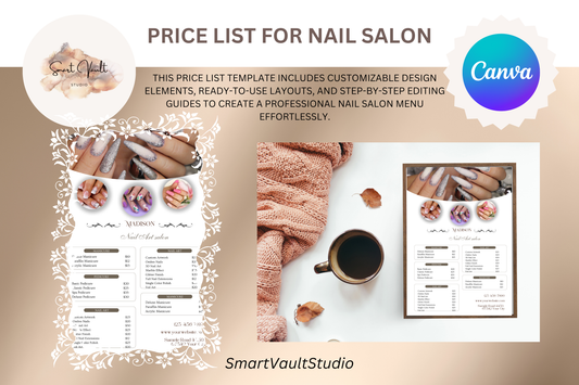 Price List For Nail Salon - "Madison"