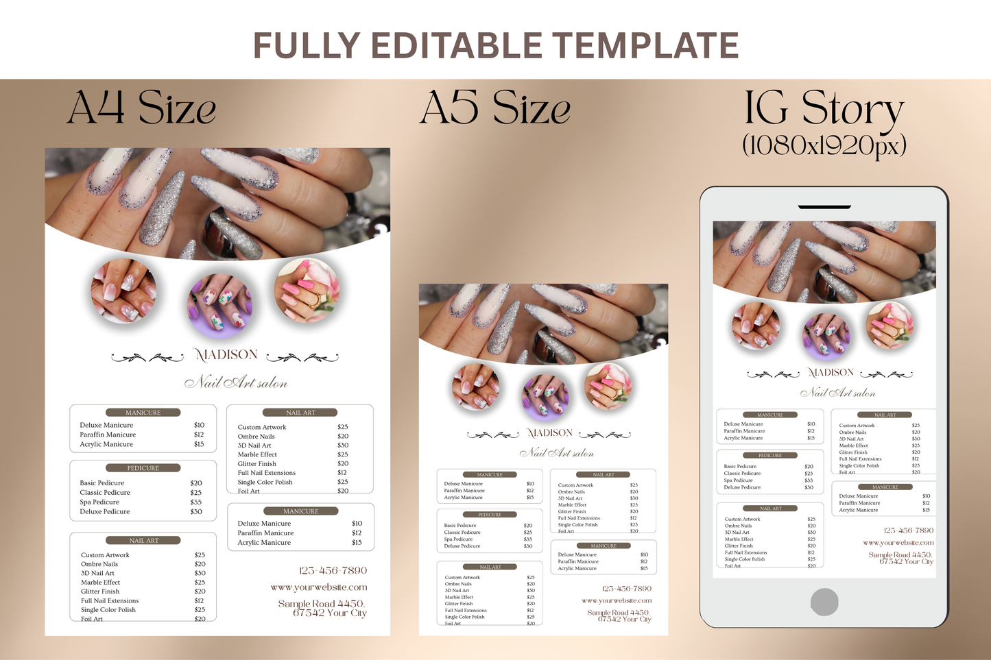 Price List For Nail Salon - "Madison"