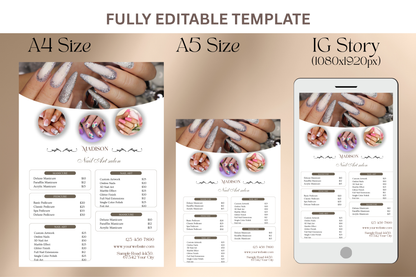 Price List For Nail Salon - "Madison"