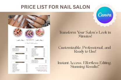 Price List For Nail Salon - "Madison"