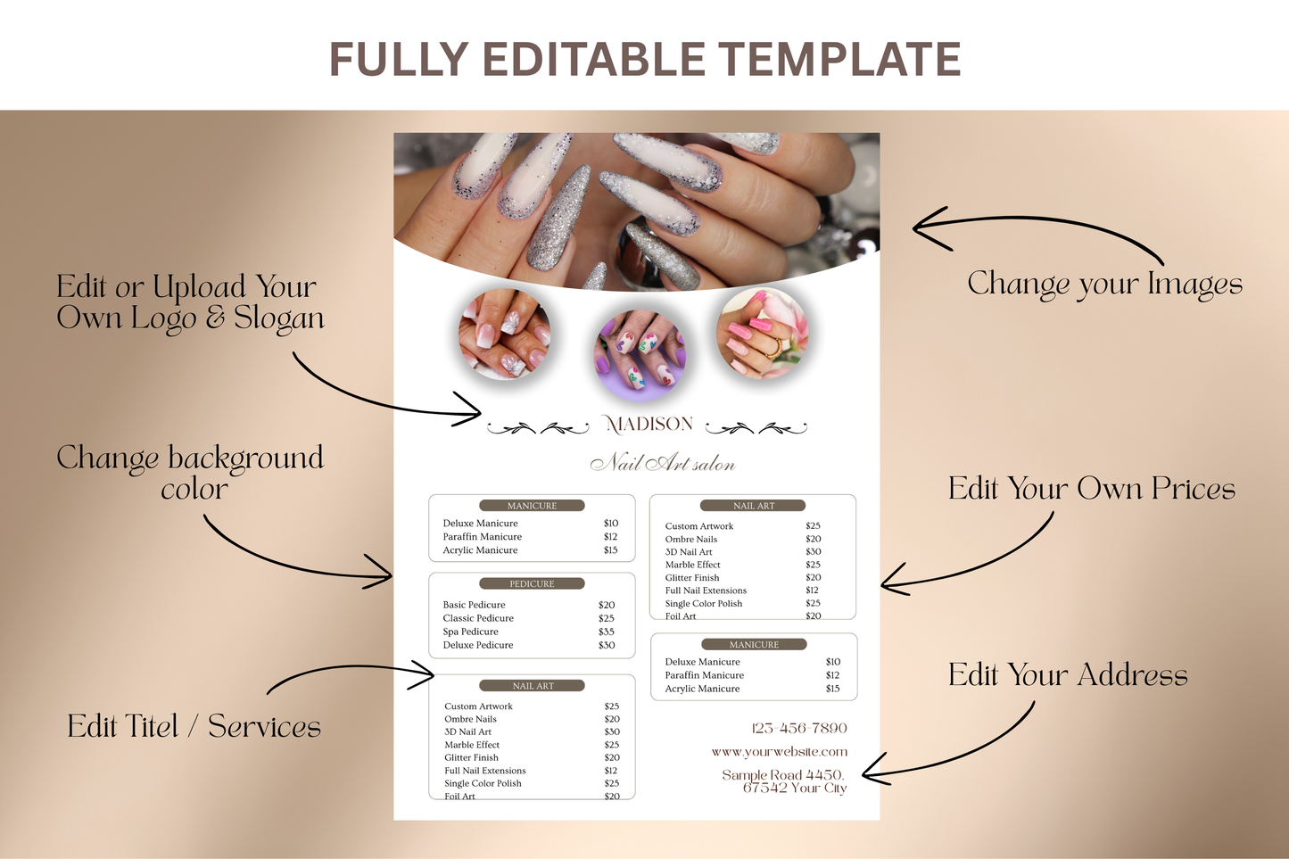 Price List For Nail Salon - "Madison"