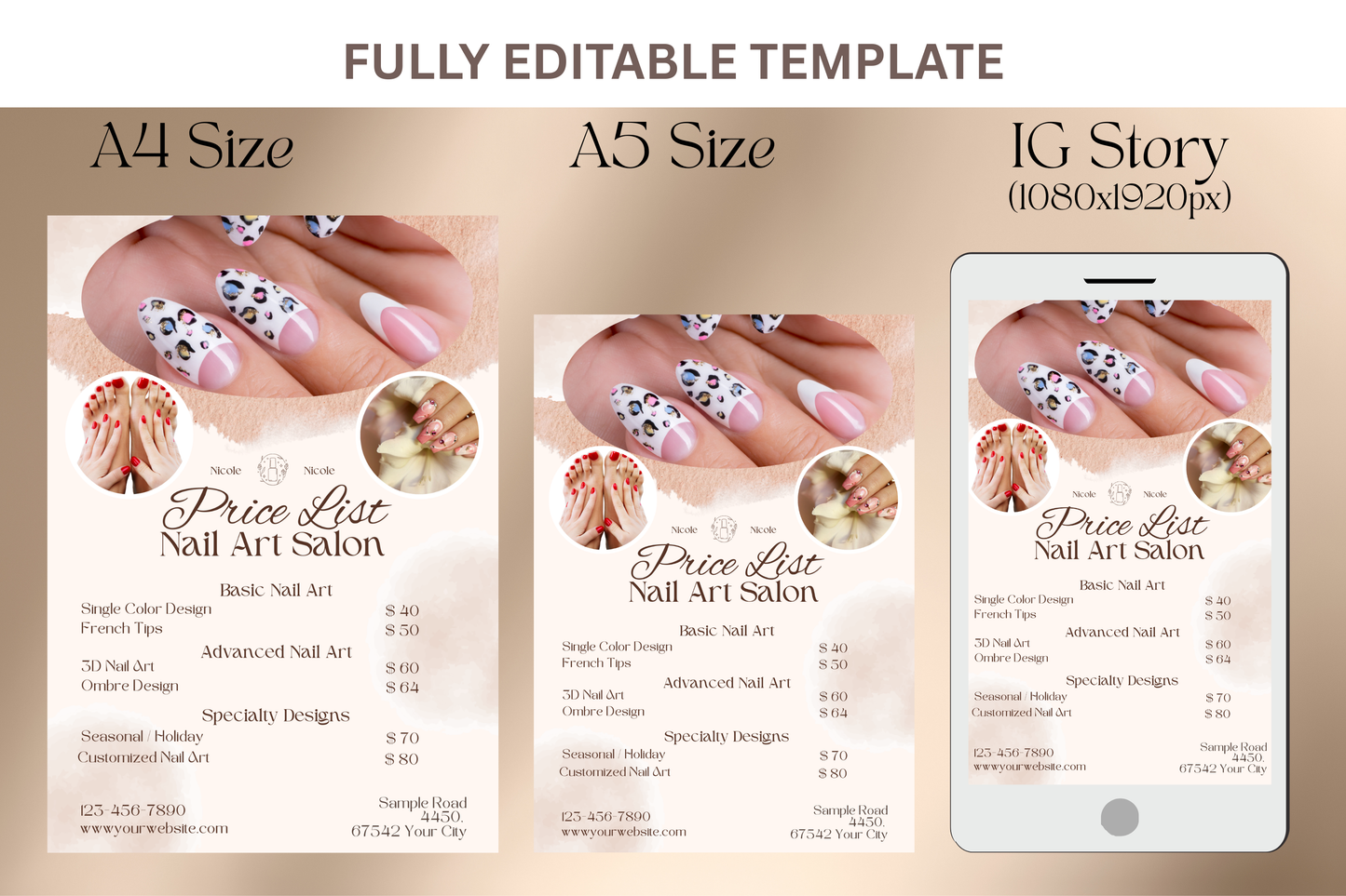 Price List For Nail Salons - "Nicole"