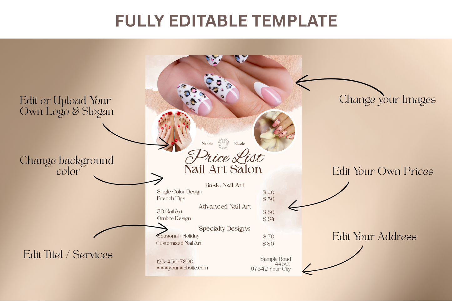 Price List For Nail Salons - "Nicole"